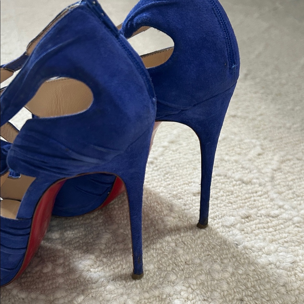 Christian Louboutin kashou blue pervanche suede Heels 37 120 - Picture 6 of 7